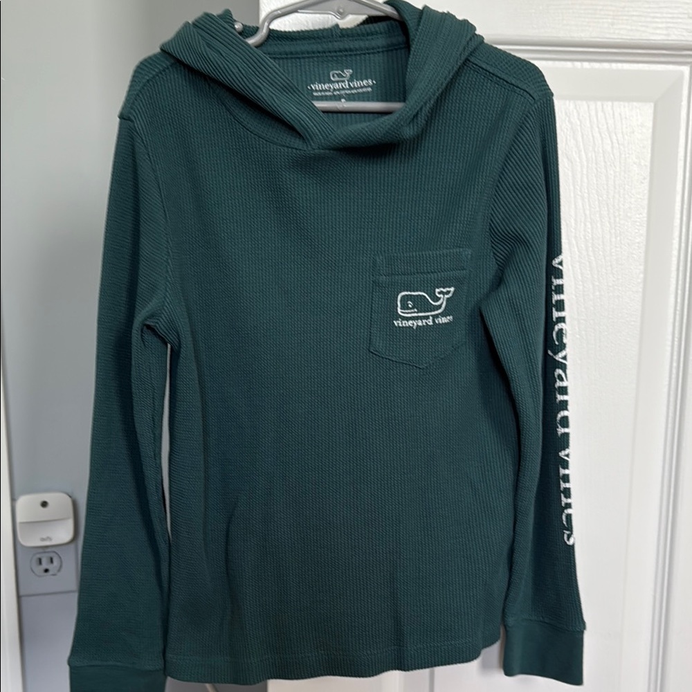 Vineyard Vines Teal Hooded Shirt with Logo